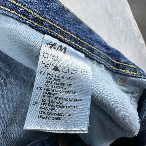 H&M Boyfriend Shorts Waist Loose Denim Stretch Mid Rise Women's Blue Size 12 - Picture 5 of 10
